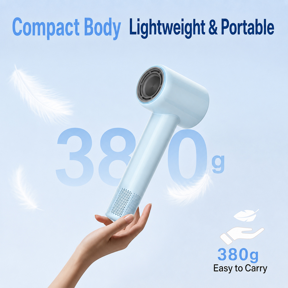 Cordless Household Hair Dryer, Rechargeable Portable Detachable High-Speed Blow Dryer with Negative Ions, Hot & Cold Air